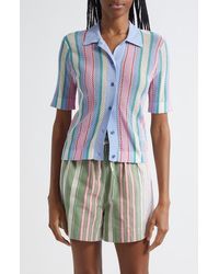 Stine Goya - Stripe Open Stitch Button-Up Shirt - Lyst