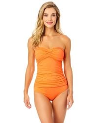Anne Cole - Tiger Dance Twist Front Bandeaukini Swim Top - Lyst