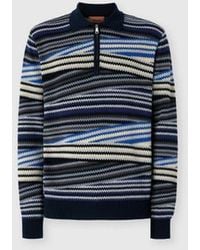 Missoni - Long Sleeve Polo With Zip And Striped Zigzag Pattern - Lyst