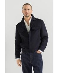 Brunello Cucinelli - Lightweight Virgin Wool Cloth Outerwear Jacket With Chest Pockets - Lyst