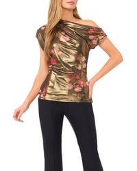 Ted Baker - Elyse Metallic Floral One-Shoulder Top - Lyst