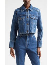 Balmain - Crop Denim Jean Jacket - Lyst