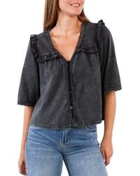 Billy T - Juliet Lace & Ruffle Cotton Blend Top - Lyst