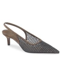 Brunello Cucinelli - Monili Pointed Toe Slingback Pump - Lyst