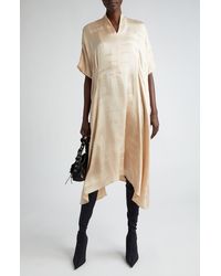 Balenciaga - Flutter Sleeve Jacquard Logo Silk Oversize Dress - Lyst