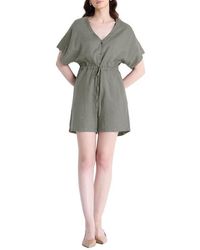 REISTOR - V Neck Drawstring Romper - Lyst