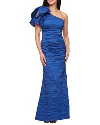 Alex Evenings - Bow Detail One-Shoulder Ruched Satin Gown - Lyst