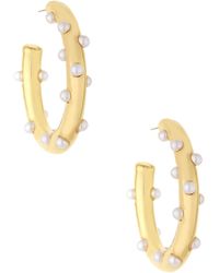 Ettika - Imitation Pearl Hoop Earrings - Lyst