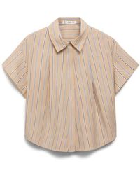 Mango - Stripe Short Sleeve Poplin Button-Up Shirt - Lyst