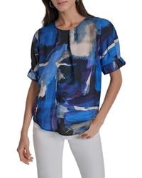 DKNY - Abstract Zebra Print Voile Top - Lyst