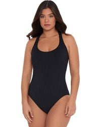 S3 - Ribbed Scoopneck Crossback One Piece Swimsuit - Lyst