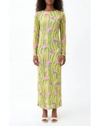 The Lulo Project - Nellas Paisley Long Sleeve Mesh Maxi Dress - Lyst