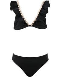 NESSI BYRD - V-Neck Shell-Adorned Ruffled Two-Piece Bikini - Lyst
