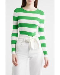 MILLY - Gia Stripe Tie Side Crop Cotton Blend Top - Lyst