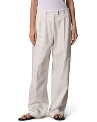 Rag & Bone - Newman Stripe Pleated Cotton & Linen Wide Leg Pants - Lyst