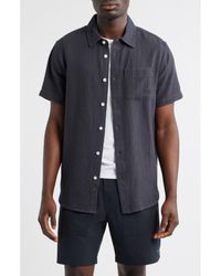 Dark Seas - Textured Short Sleeve Cotton Button-Up Shirt - Lyst