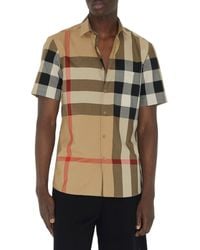 Burberry - Summerton Archive Short Sleeve Check Cotton Poplin Button-Up Shirt - Lyst