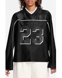 Nike - Oversize Long Sleeve V-Neck Jersey Top - Lyst