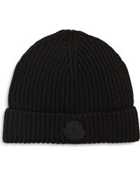 Moncler - Logo Patch Cotton Rib Beanie - Lyst