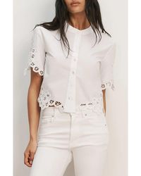 Veronica Beard - Aleck Eyelet Embroidery Button-Up Top - Lyst
