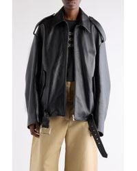 Acne Studios - Linaga Oversize Leather Moto Jacket - Lyst