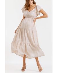 ANGEL MATERNITY - Baby Shower Ruffle Sleeve Maternity Dress - Lyst