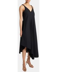 Santorelli - Kourt Asymmetric Sleeveless Linen Blend Midi Billow Dress - Lyst