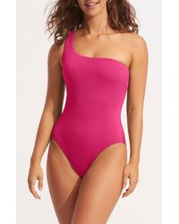 Seafolly - Sea Dive One-shoulder One-piece Swimsuit - Lyst