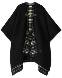Burberry - Check Cashmere Cape - Lyst