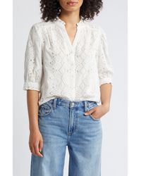 Wit & Wisdom - Embroidered Eyelet Button-up Shirt - Lyst