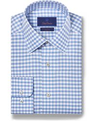 David Donahue - Trim Fit Royal Oxford Non-iron Check Dress Shirt - Lyst