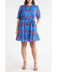 Sugarlips - Lenira Floral Negin Split Neck Minidress - Lyst