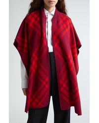 Burberry - Carly Check Wool Cape - Lyst