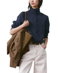 Mango - Stripe Tie Neck Top - Lyst