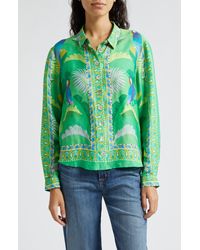 FARM Rio - Macaw Scarf Print Button-up Shirt - Lyst