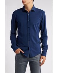 BOSS - Roan Solid Stretch Cotton Button-Up Shirt - Lyst