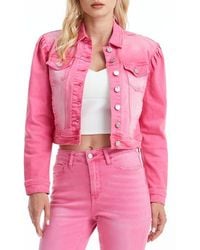Bayeas - Puff Shoulder Crop Denim Jacket - Lyst