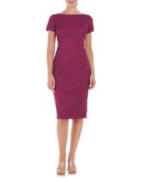 JS Collections - Melanie Metallic Embroidered Cocktail Midi Dress - Lyst