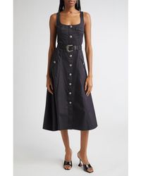 L'Agence - Tazia Belted Cotton Blend A-Line Dress - Lyst