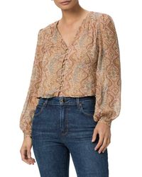 PAIGE - Dezi Balloon Sleeve Silk Blend Top - Lyst