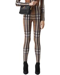 Burberry - Madden Check Stretch Jersey leggings - Lyst