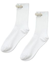Stems - Faux Pearl Cluster Rib Crew Socks - Lyst