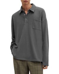 AllSaints - Eris Oversize Long Sleeve Pocket Polo - Lyst