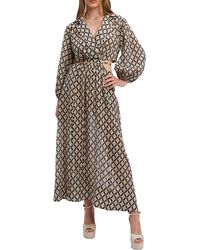 Bardot - Stevie Geo Print Long Sleeve Cutout Maxi Dress - Lyst