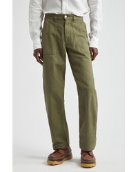 Drake's - Herringbone Stripe Cotton & Linen Fatigue Pants - Lyst