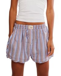 Free People - Day To Day Flannel Boxer Pajama Shorts - Lyst
