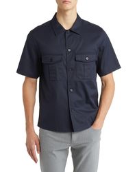 Theory - Beau Solid Stretch Cotton Blend Short Sleeve Button-up Shirt - Lyst