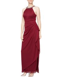Alex Evenings - Embellished Halter Ruched Column Formal Gown - Lyst