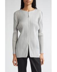 Pleats Please Issey Miyake - Monthly Colors September Pleated Longline Zip Jacket - Lyst