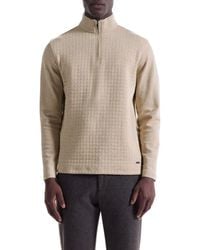 Bugatchi - Waffle Quarter Zip Cotton Blend Pullover - Lyst